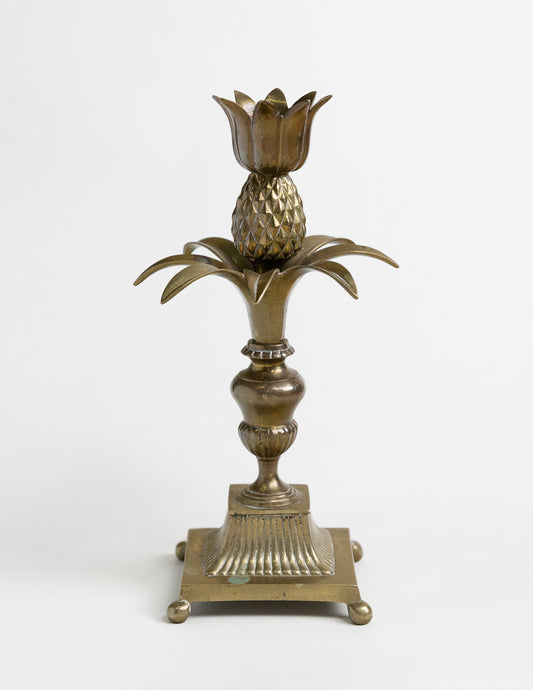 Gilded Brass Pineapple Candle Holder